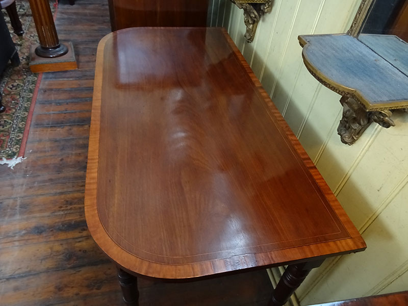 Pair of William IV crossbanded mahogany side tables